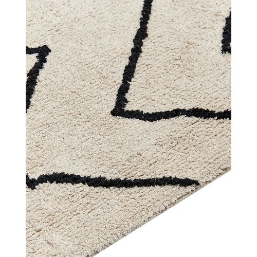 Tapis En Coton 160 X 230 Cm Beige Et Noir Eldes