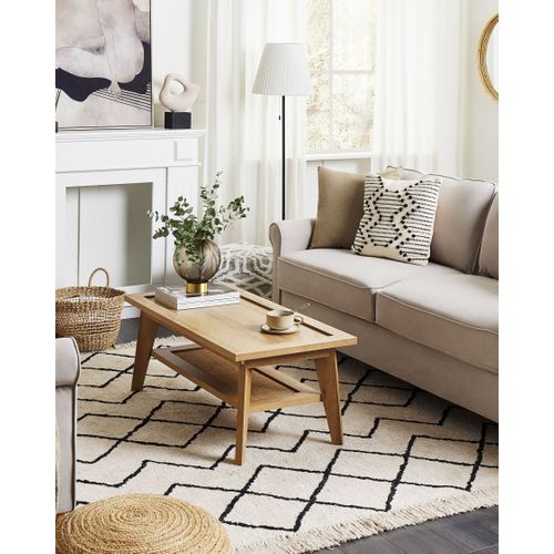 Tapis En Coton 160 X 230 Cm Beige Et Noir Eldes