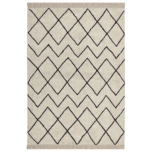 Tapis En Coton 160 X 230 Cm Beige Et Noir Eldes