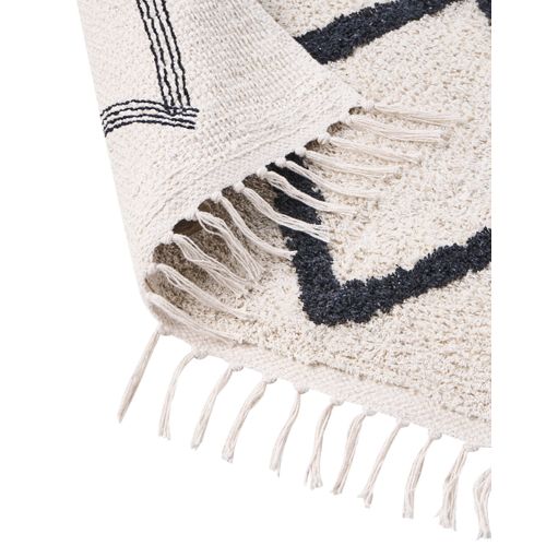 Tapis En Coton 160 X 230 Cm Beige Et Noir Eldes