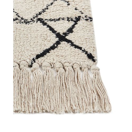 Tapis En Coton Beige Et Noir 160 X 230 Cm Zeyne