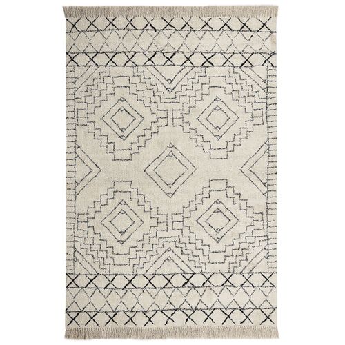 Tapis En Coton Beige Et Noir 160 X 230 Cm Zeyne