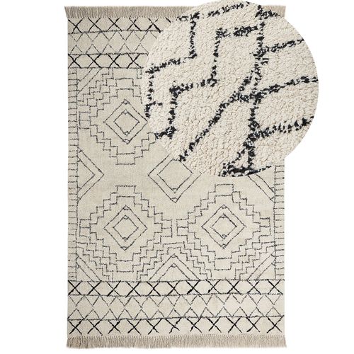 Tapis En Coton Beige Et Noir 160 X 230 Cm Zeyne