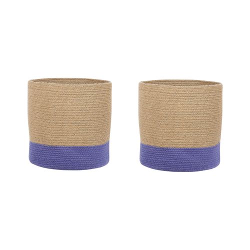 Lot De 2 Paniers En Jute Beige Et Violet Bulanik