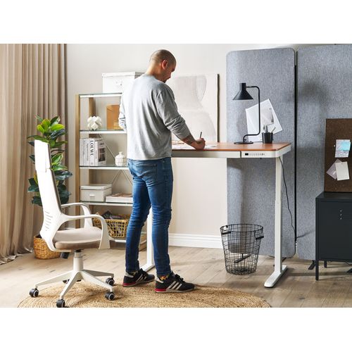 Bureau Réglable En Hauteur Électriquement Kenly Marron/blanc 120 Cm 60 Cm Avec Port USB