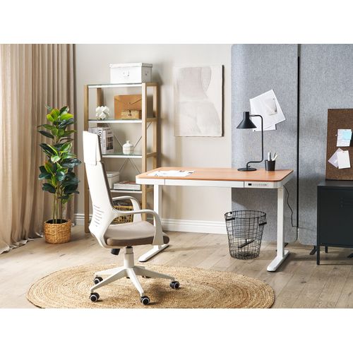 Bureau Réglable En Hauteur Électriquement Kenly Marron/blanc 120 Cm 60 Cm Avec Port USB