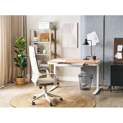 Bureau Réglable En Hauteur Électriquement Kenly Marron/blanc 120 Cm 60 Cm Avec Port USB