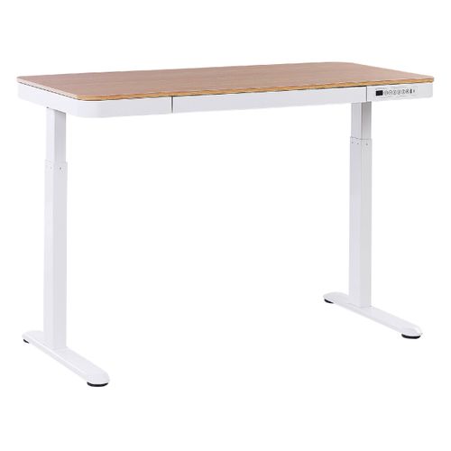 Bureau Réglable En Hauteur Électriquement Kenly Marron/blanc 120 Cm 60 Cm Avec Port USB