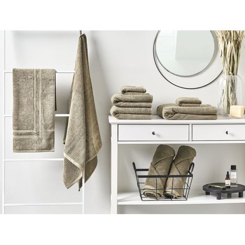 Lot De 9 Serviettes De Bain En Coton Vert Olive Mitiaro