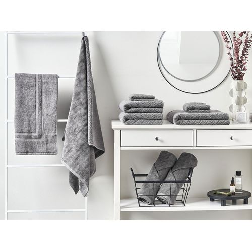 Lot De 9 Serviettes De Bain En Coton Gris Mitiaro