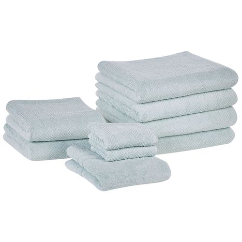 Lot De 9 Serviettes De Bain En Coton Vert Menthe Mitiaro