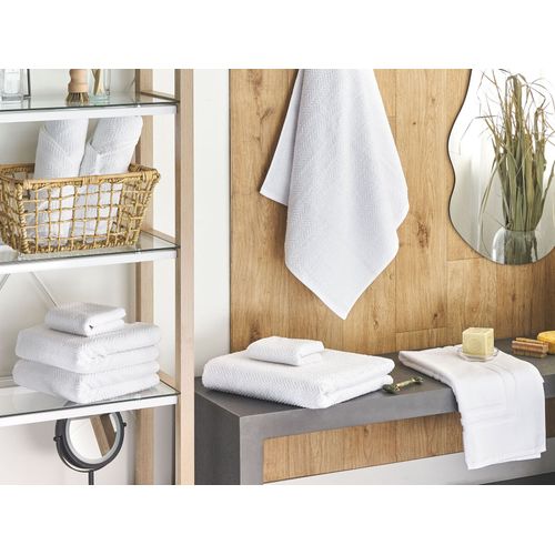 Lot De 9 Serviettes De Bain En Coton Blanc Mitiaro