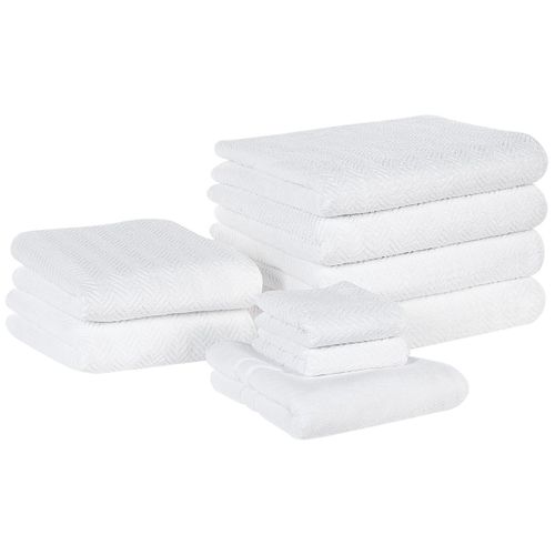 Lot De 9 Serviettes De Bain En Coton Blanc Mitiaro