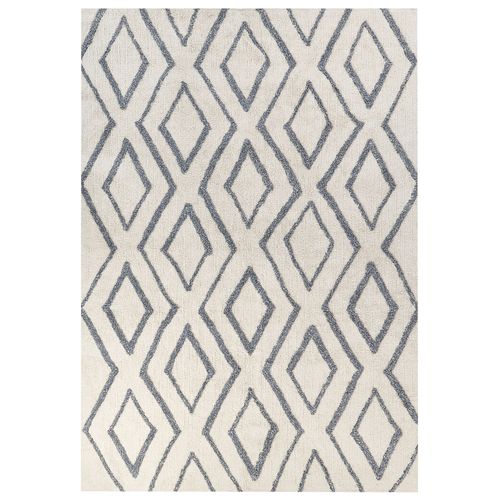 Tapis En Coton Blanc Cassé Et Bleu 160 X 230 Cm Menderes