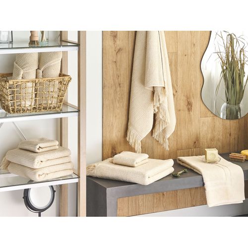 Lot De 9 Serviettes De Bain En Coton Beige Atiu