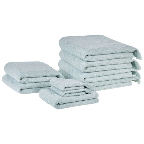 Lot De 9 Serviettes De Bain En Coton Vert Menthe Atiu