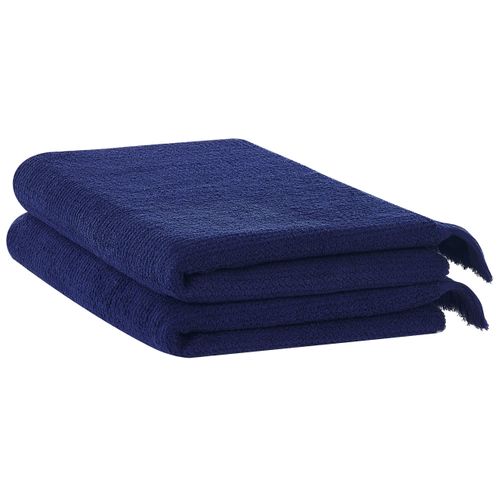 Lot De 2 Serviettes De Bain En Coton Bleu Marine Atiu