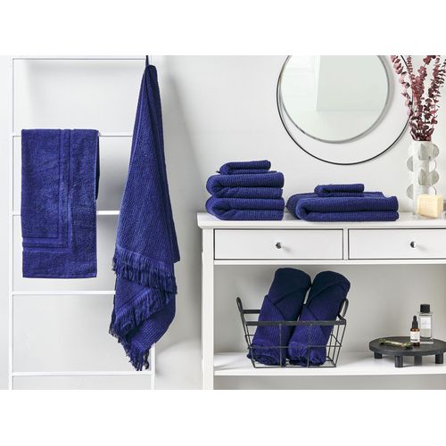 Lot De 9 Serviettes De Bain En Coton Bleu Marine Atiu