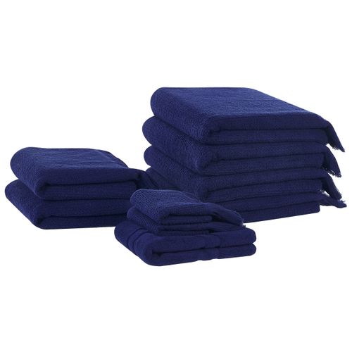 Lot De 9 Serviettes De Bain En Coton Bleu Marine Atiu