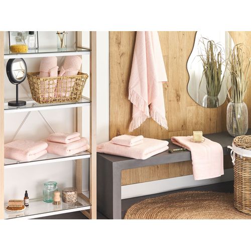 Lot De 9 Serviettes De Bain En Coton Rose Pastel Atiu