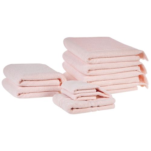 Lot De 9 Serviettes De Bain En Coton Rose Pastel Atiu