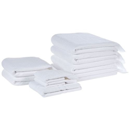 Lot De 9 Serviettes De Bain En Coton Blanc Atiu