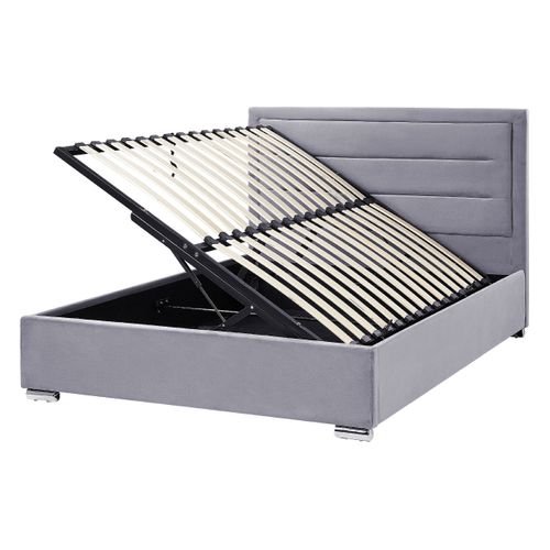 Lit Avec Coffre En Velours Gris Foncé 140 X 200 Cm Rouen