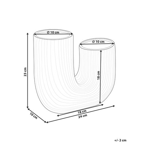 Grès Vase à Fleurs 23 Cm Blanc Mitilini