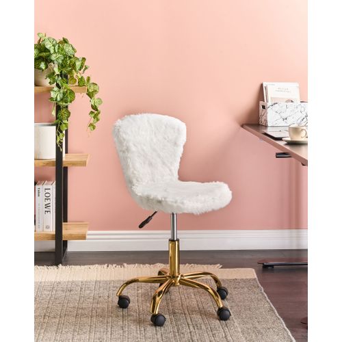 Chaise De Bureau Margate Fourrure Synthétique Blanc