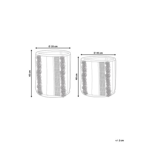 Lot De 2 Paniers En Coton Beige Et Gris Kotkai