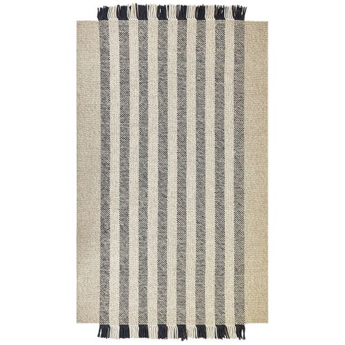 Tapis En Laine Blanc Cassé Et Noir 160 X 230 Cm Tacettin