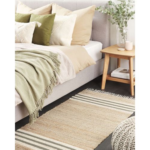 Tapis En Jute 80 X 150 Cm Beige Et Gris Mirza