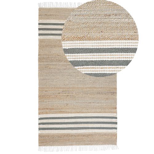Tapis En Jute 80 X 150 Cm Beige Et Gris Mirza