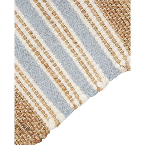 Tapis En Jute 160 X 230 Cm Beige Et Bleu Clair Mirza