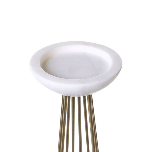 Lot De 2 Bougeoirs Doré Et Blanc 35/30 Cm Porong