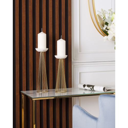 Lot De 2 Bougeoirs Doré Et Blanc 35/30 Cm Porong