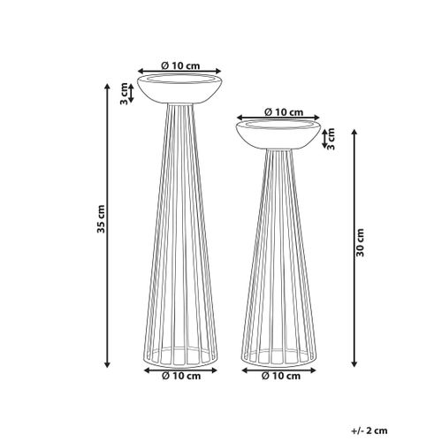 Lot De 2 Bougeoirs Doré Et Blanc 35/30 Cm Porong