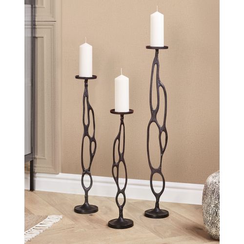 Lot De 3 Bougeoirs Noirs 54/68/84 Cm Buni