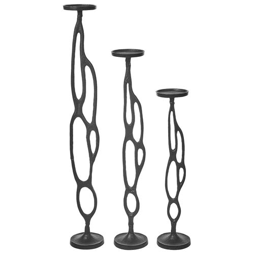 Lot De 3 Bougeoirs Noirs 54/68/84 Cm Buni