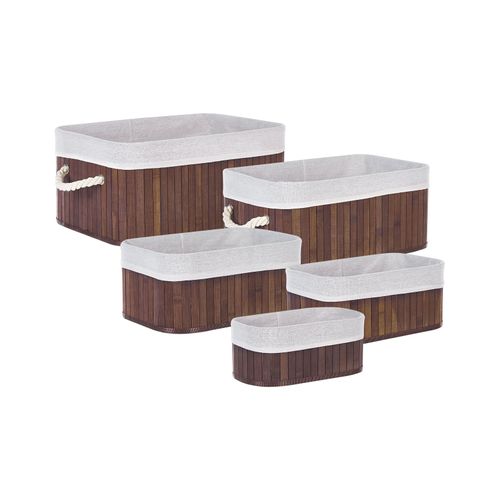 Lot De 5 Paniers En Bambou Teinte Bois Sombre Talpe