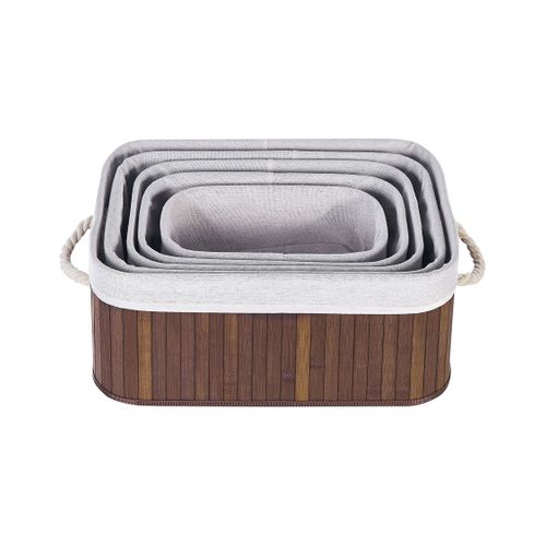 Lot De 5 Paniers En Bambou Teinte Bois Sombre Talpe