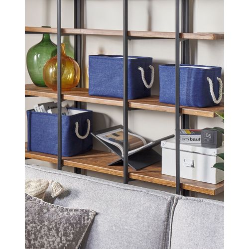 Lot De 3 Paniers En Tissu Polyester Bleu Marine Darqab