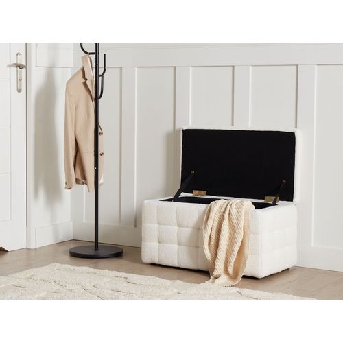 Pouf De Rangement Michigan Bouclé Blanc