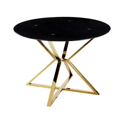 Table à Manger En Verre Et Acier Noir Et Doré Bosco