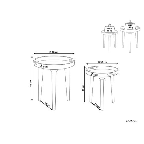 Lot De 2 Tables D'appoint En Bois De Manguier Sombre Astai