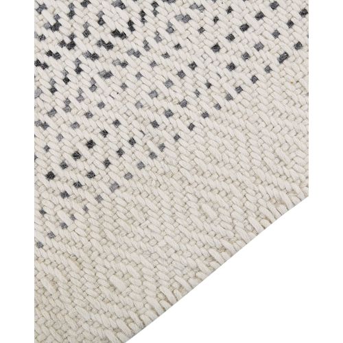 Tapis En Laine Blanc Et Gris 140 X 200 Cm Omerli