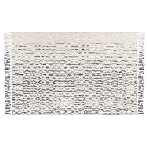 Tapis En Laine Blanc Et Gris 140 X 200 Cm Omerli