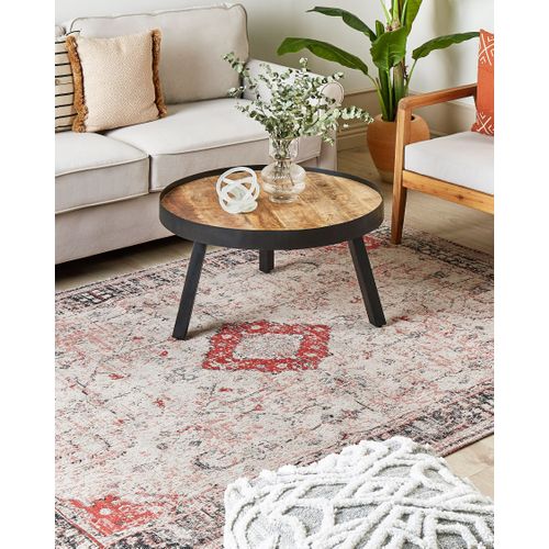 Tapis En Coton Rouge Et Beige 160 X 230 Cm Attera