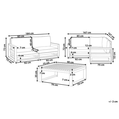 Set De Jardin Bois D'acacia Certifié Fsc® Bois Foncé Timor