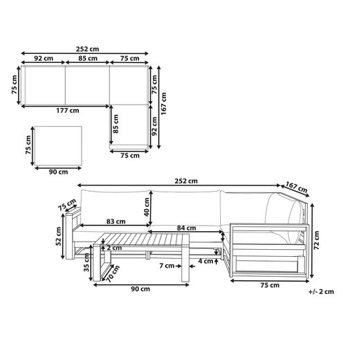 Set De Salon Côté Gauche Bois D'acacia Certifié Fsc® Bois Foncé Timor